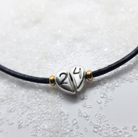 Lucky 24 Heart Charm Leather Necklace