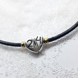Lucky 24 Heart Charm Leather Necklace