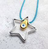 Star Pendant with Evil Eye Drop