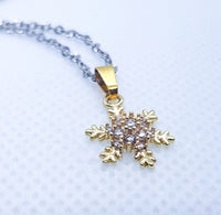 Little Snowflake Charm Pendant Necklace